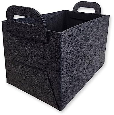 1 cestino in feltro, 44 x 31 x 29 cm, pieghevole, in feltro, flessibile, multiuso per legna da ardere, giornali, giocattoli, bottiglie e libri, portata 20 kg