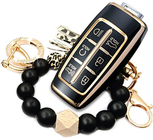 RFSRZ Schlüsselhülle Kompatibel mit Hyundai Genesis GV80 GV90 G70 G80 G90 GV70 Autozubehör Smart Armband Schlüsselhalter für Damen Herren (6 Tasten Schwarz)