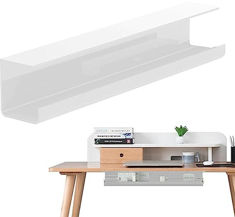 Kabel-Organizer unter dem Schreibtisch | Kabelmanagement-Fach - 15-Zoll-Brandschutz-Kabelregal für Zuhause, erweitertes Design, spurlos, doppelseitiger Kleber