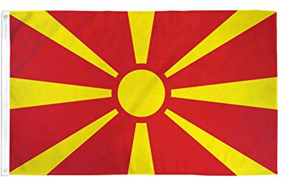 Flagge, 90 x 150 cm, ohne Fahnenmast, Nordmazedonien-Flagge, Poly, internationale Flaggen