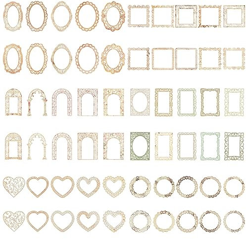 GORGECRAFT 60Stk 6 Themen Ausschnitt Spitze Scrapbook Papier Rahmen Dekopapier Aushöhlung Vintage Scrapbooking Papier Für Junk Journaling Kartenherstellung DIY Handwerk Planer Album Verzierungen
