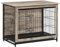 Feandrea Hundekäfig Möbel, Beistelltisch, Hundebox, Moderne Hundehütte Indoor für Hunde bis zu 20 kg, hochbelastbar, Hundehaus für Zuhause, herausnehmbares Tablett, 2 Türen, Greige PFC002G01