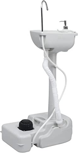 Tidyard Tragbares Camping-Waschbecken 50,5 x 33 x 103 cm (L x B x H) mit Wasserbehälter Handwaschbecken Camping-Wassertank 106 x 37 x 29 cm (L x B x H) Mit Rollen für Camping, Wandern, Klettern