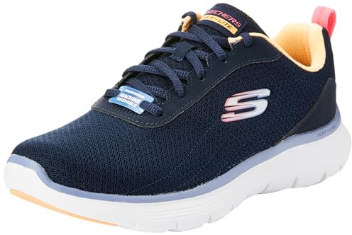 Skechers - Flex Appeal 5.0, Scarpe da Ginnastica, Bianco Mesh Rosa Azzurro Trim, 39 EU