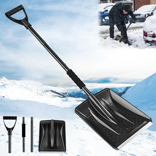 Pala da neve Portatile,Pala da neve Invernale,Pala da neve per Auto,Pala da neve con Impugnatura Ergonomica a D,Per Giardinaggio Inverno Auto Campeggio all'Aperto e Giardino.