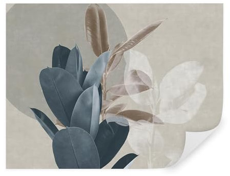 TAPEKO Papier Peint Panoramique Elégant Fleur 260x180 cm Ficus en différentes teintes dans un style grunge Papier Peint intissé pour Chambre Salon Décoration Murale u71334