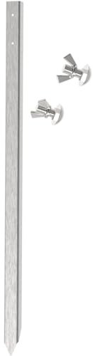 Edelstahlpfosten mit Wunschtextschild bis 17 ZEICHEN aus Aluminium geprägt mit Reflektorfolie in Normgröße 52 x 11 cm (Einschlagpfosten)
