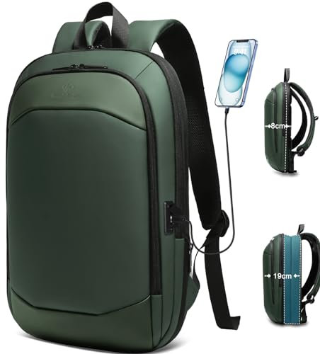 HEROIC KNIGHT Laptop Rucksack Wasserdichter Groß mit USB-Anschluss Laptoptasche für 17 zoll Backpack Business Herren Anti-Diebstahl Schulrucksack Jungen für Uni Schule Arbeit Reise-Grün