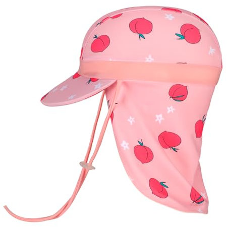 MK MATT KEELY Schirmmütze Kinder UV Schutz 50+ 1-10 Jahre Mädchen Jungen Elastische Sonnenhut mit Nackenschutz,Rosa Pfirsich