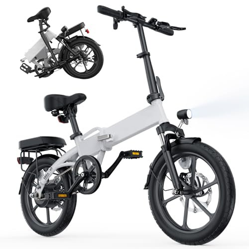 Finbike E-Bike Klappbar,16 Zoll Elektrofahrrad 7.8Ah Akku Diebstahlschutz,E-Faltrad mit 2.6H Schnellladung,250W Motor,3 Fahrmodi,Sitzhöhe Verstellbar,Reichweite Max 55Km,Falt-Pedelec für Herren Damen