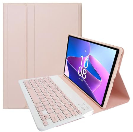 leleyo Custodia tastiera per tablet Lenovo Tab M10 Plus (3rd Gen) da 10,61 pollici Cover intelligente con tastiera Bluetooth wireless rimovibile,Rosa