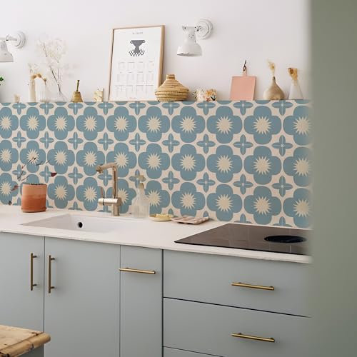 Alwayspon Fliesenaufkleber, selbstklebend, für Badezimmer, Küche, Spritzschutz, Abziehen und Aufkleben, Vinyl-Boden- und Wandfliesen-Aufkleber, 10 Stück x 15 cm, Blau