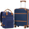 COOLIFE Valise cabine 55 x 35 x 20 cm pour avion Ryanair Bagage à main Bagage cabine valise rigide avec serrure TSA et 4 roulettes jumelées, Bleu/marron, 55 x 40 x 20cm -Set 2tlg, Valise cabine à