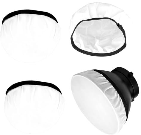 JYTDBCS 4pcs 18cm/7 inch Soft White Fabric Diffuser with Adjustable Size for Flash Light, Nylon, White