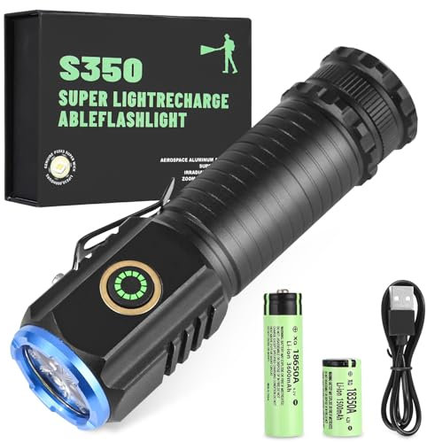 LEAZZLE Mini Linterna LED Recargable USB, 2000 Lúmenes Linterna Super Potente con 5 Modos de Luz, Largo Alcance, IPX5 Impermeable Flashlight para Camping, Senderismo, Emergencia, Regalo