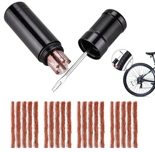 Tubeless Reparaturset, Tubeless Reparatur Streifen Fahrrad mit Reifenreparatur Gabel Reibahle & 20 Klebestreifen, Schnelle Pannenhilfe, Ideal für Mountainbike & Rennrad, Tragbares Kit für Unterwegs