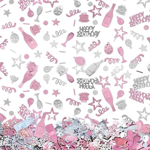 45 G Geburtstagskonfetti, Roségold-Pailletten-Konfetti, Tischdekoration, Weingläser, Kuchen, Band-Pailletten, Geburtstagsparty-Dekorationskonfetti