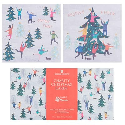 UK Greetings Weihnachtskarten von Mind Charity Snowy Wonderland, in 2 Designs, 10 Stück