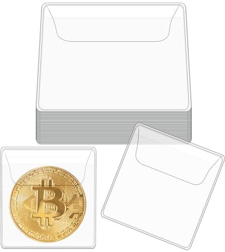 PVC Münzhüllen,Mabor 25 Stück 5,5 X 5,5cm Münzen Hüllen Transparente Tasche Münztaschen Münzhüllen Tasche Münzhüllenhalter für Münzen Sammlungen Schmuck Ausstellungen