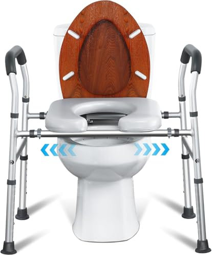 Hanured® Rialzo wc per anziani, Sedile rialzato per wc con maniglie, Regolabile in altezza e larghezza, Alzawater per protesi anca, Capacità di 160 kg
