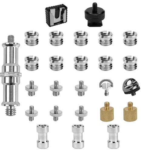 FSWWSF 26 StüCk Kamera Schrauben Set Stativgewinde Adapter 1/4 auf 3/8 Gewinde Adapter Kompatibel FüR Stativ,Kamera,Blitzlicht, Einbeinstativ Et