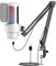 Mavaol USB Microphone, Cardioid Polar Pattern, 192kHz Audio, RGB Lighting, Adjustable Shock Mount, Mute and Gain Control, for Gaming, Streaming, Podcasting (Blanco)