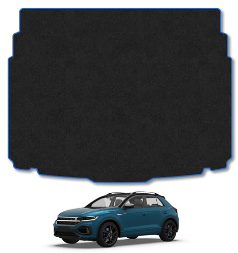 VW T-Roc (2017-2025) Carpet Boot Mat | Blue Edge Trim Tailored Fit Boot Liner Full Coverage Protection Accessories Easy Clean Anti Slip Made in the UK
