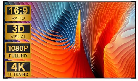 XOBRJQZ Projector Screen Fixed Frame, 16:9 Format, 4K/8K Ultra HD, HDR & Active 3D Projection Screen, Aluminum Frame Projector Screen Wall Mounted for Home Theater, Office(100 inch)