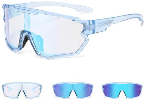 FOSDICK Fahrradbrille Selbsttönend für Herren Damen, Photochromatische Selbsttönend Fahrradbrille Sportsonnenbrille lar Rennrad Brille TR90 Rahmen Schnelle Brille UV400 Schutz