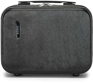 KONO Kosmetikkoffer Hartschalenkoffer Make up Koffer Beautycase für Damen aus ABS PC als Handgepäck für Reisen mit elastischem Koffergurt(Schwarz)