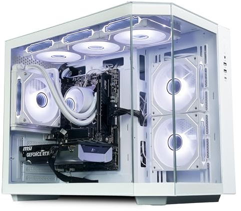 ionz Gaming PC - Desktop Computer, AMD Ryzen 7 5700X, NVIDIA RTX 5060,16GB RAM 1TB NVMe SSD, 120mm AIO, Windows 11, 600W 80+ PSU, WiFi, Apex, White