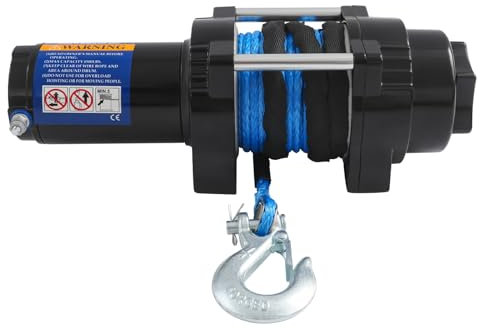 Treuil électrique 12 V 4500 lbs Treuil 15 m Corde en nylon 1 m/min Fonction de verrouillage pour ATV, UTV, SUV, véhicule tout-terrain