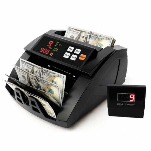 H-A16 Bill Counter Money Counter Machine – Batch Mode, Banknote Counter with LCD Display, UV/MG/IR Detection, Value Count/Add+Single Value Mode, 1100 Pcs/Mins, USD Only