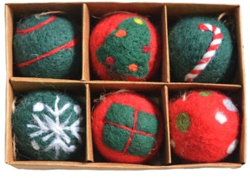 Set di palline per albero di Natale, in feltro di lana, palline di Natale infeltrite | Elegante sfera di filato per albero di Natale per decorazioni decorative, albero di Natale, soggiorno, atmosfera