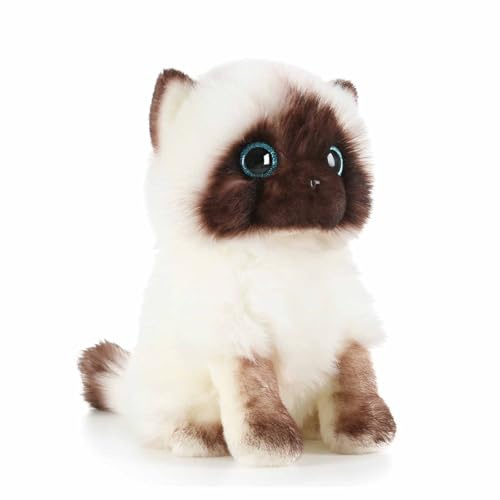 Xiyocadt Simulation Katzenpuppe, Niedliches Katze Plüschtier Spielzeug, Weiße Plüschkatze Stofftier Katzenpuppe mit Weicher PP-Baumwolle Füllung, Kuschelkissen für Kinder und Erwachsene (26cm)
