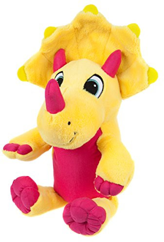 Lashuma Stofftier Triceratops, Schmusedino Gelb und Pink, XXL Kuscheltier Dinosaurier 60 cm