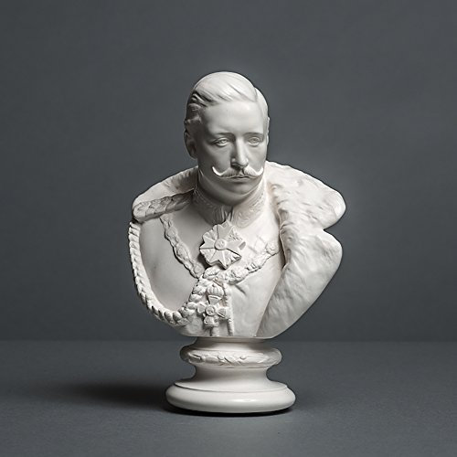 Kaiser Wilhelm II Skulptur aus hochwertigem Zellan, echte Handarbeit Made in Germany, Büste in weiß, 18cm