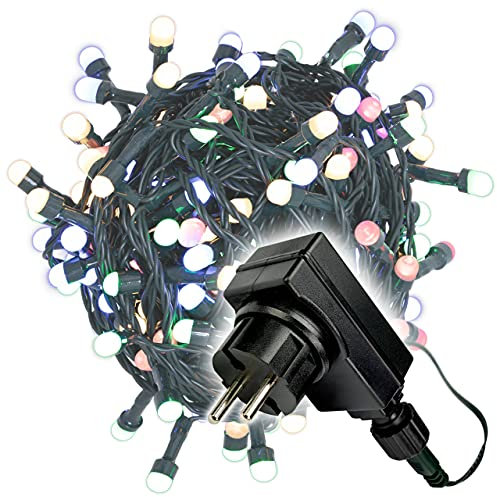 200er Maxi LED Lichterkette bunt Trafo grünes Kabel Länge 30 m Bulb Kugelkopf außen Weihnachtsbeleuchtung Weihnachtsdeko Partylichterkette Xmas