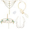 PPX 4 Stück Schmuck-Set, böhmischen Stil Kreis Pailletten Kette Schmuck Stirn Haarband Verschluss Dekorationen und Haarband Quasten Perle und Kristall Armband Slave Finger Ring Hand Harness mit Box