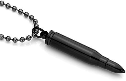 Zysta Personalized Gravur- Herren Damen Asche Schmuck Memorial Urnen Anhänger Gedenk Kette Patrone Form Kapsel Pendant Halskette (schwarz-Non gravur)