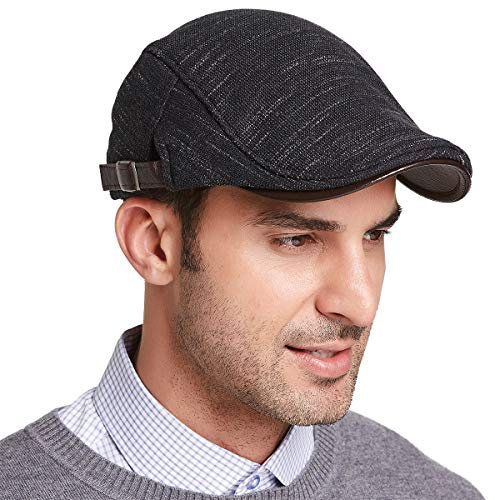 Gisdanchz Schiebermütze Herren Winter Schwarz Tweed,Kappe Ballonmütze Herren Great Gatsby Accessoires Flatcap Winter Herren Flat Cap Kostüm Schirmmütze Mützen Baskenmütze Männer Mütze Schwarz