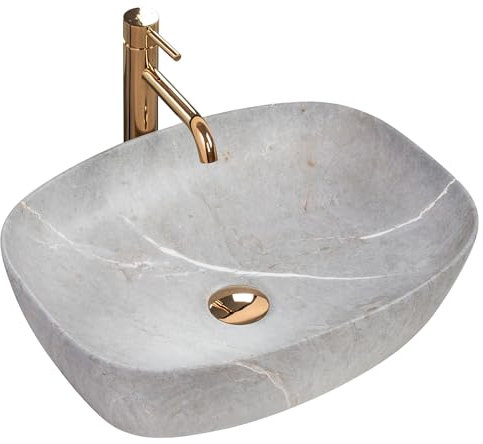 REA Keramisches Aufsatzwaschbecken Freja Grey Stone 50 x 38 x 14 cm Badezimmer Keramik