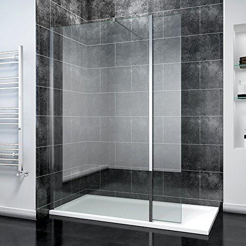 SIRHONA Paroi de douche à l'italienne, 100x200 cm, verre 8 mm, paroi fixe Walk In style industriel, avec un support fixe, 30 cm Porte de douche pivotante