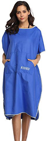 FLYILY Serviette Poncho Ultra légère et, Surfing Changement Serviette Robe avec Capuche Microfibre(RoyalBlue,S)