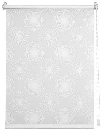 Lichtblick Seitenzugrollo Klemmfix, ohne Bohren, Klemmträger, lichtdurchlässig, Blickdicht, Ausbrenner, weiß-weiß Weiß Sonne,70 cm x 150 cm (B x L)