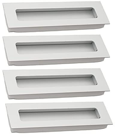 BOZONLI Maniglia Porta Scorrevole 4 Pezzi Maniglia Porta Incasso Maniglie Porte Interne in Lega di Alluminio Opaco Rettangolo Maniglie per Porte Scorrevoli (140 * 42mm)