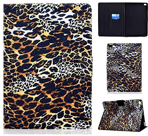 Vkooer Hülle für iPad 9.7 Zoll 2017/2018 (iPad 6./5. Generation) Schutzhülle iPad Air 2, iPad Air 1 Flip Tasche Case Stand Cover mit Auto Schlaf/Wach Funktion und Kartentasche, Leopard