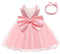 LZH Baby Girls rüschen Spitze Backless mit Headwear, Bowknot Blume Kleider Pageant Party Hochzeit Rosa