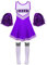 Jowowha Mädchen Cheer Leader Cheerleading Kostüm Schulmädchen Uniform Karneval Fasching Party Halloween Kostüm Kleid mit Pompoms Lila 134-140