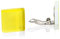 Statement Ohrclips Damen ohne Ohrlöcher • Quadratische Clip Ohrringe in hellem gelb • Handmade Edelstahl Schmuck aus Glas • 20x20x3 mm
